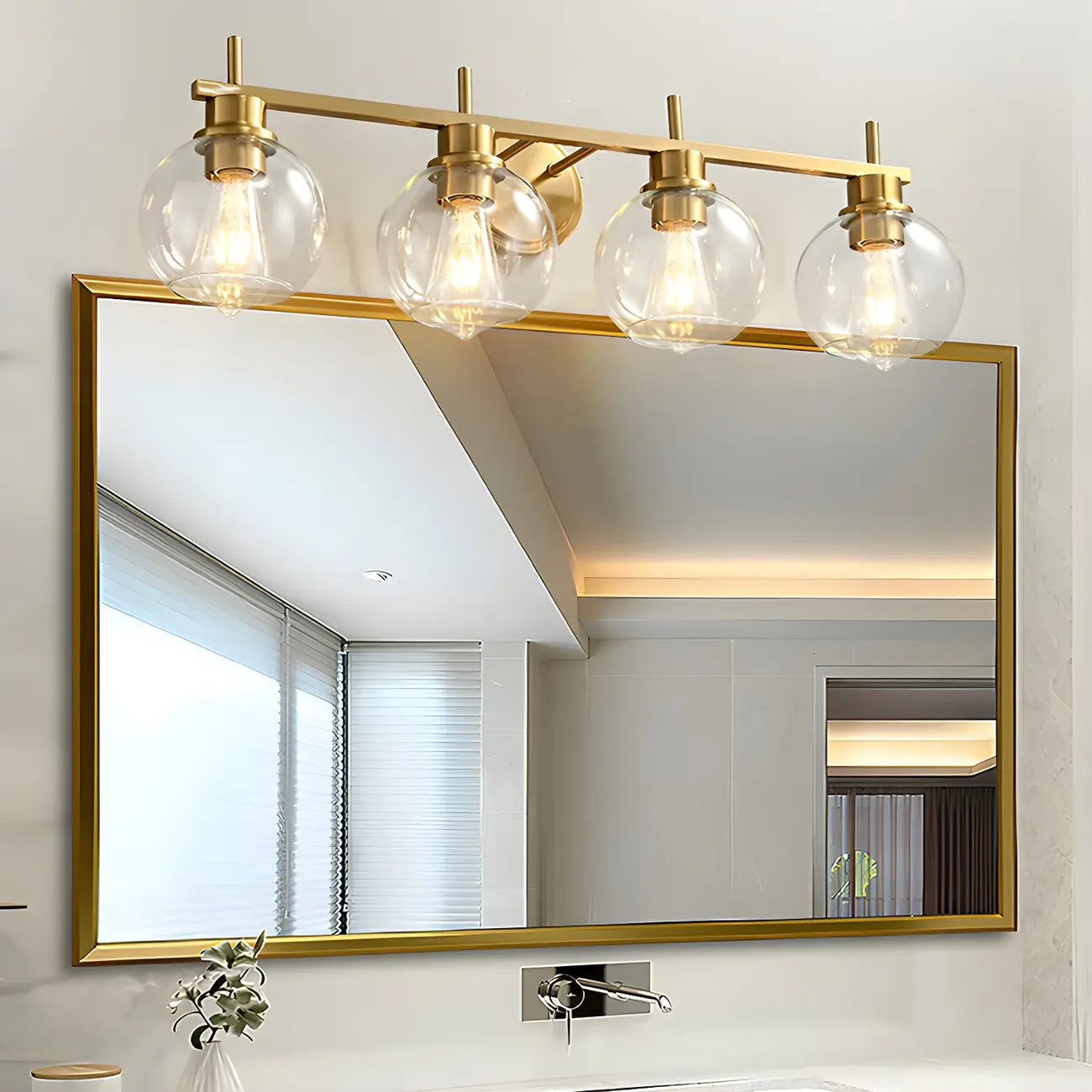 Brass Globe Vanity Light Modern Style for Bathroom Image - 2 | homeyfad
