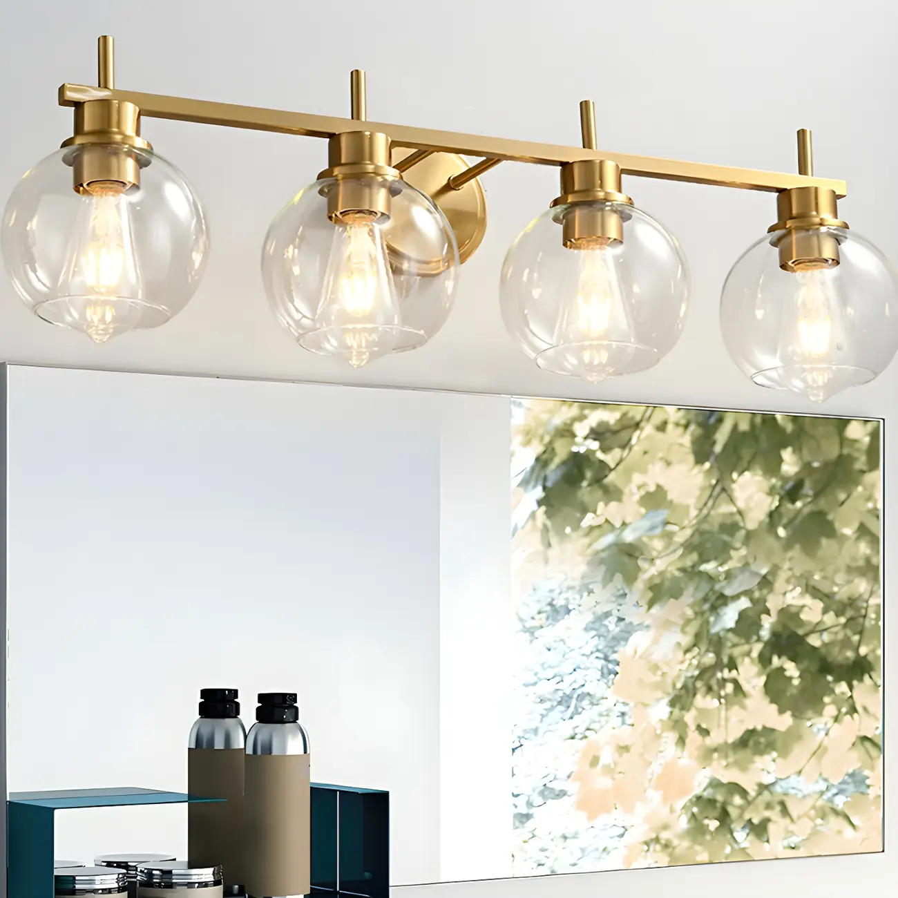 Brass Globe Vanity Light Modern Style for Bathroom Image - 3 | homeyfad