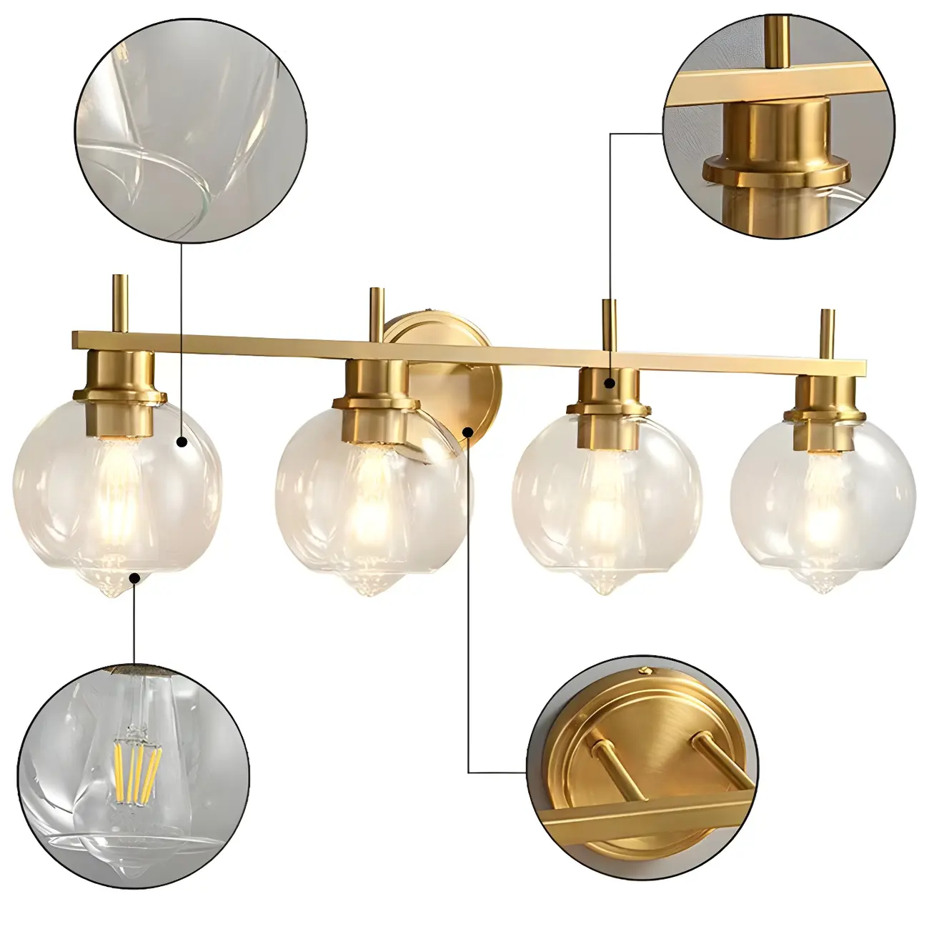 Brass Globe Vanity Light Modern Style for Bathroom Image - 12 | homeyfad