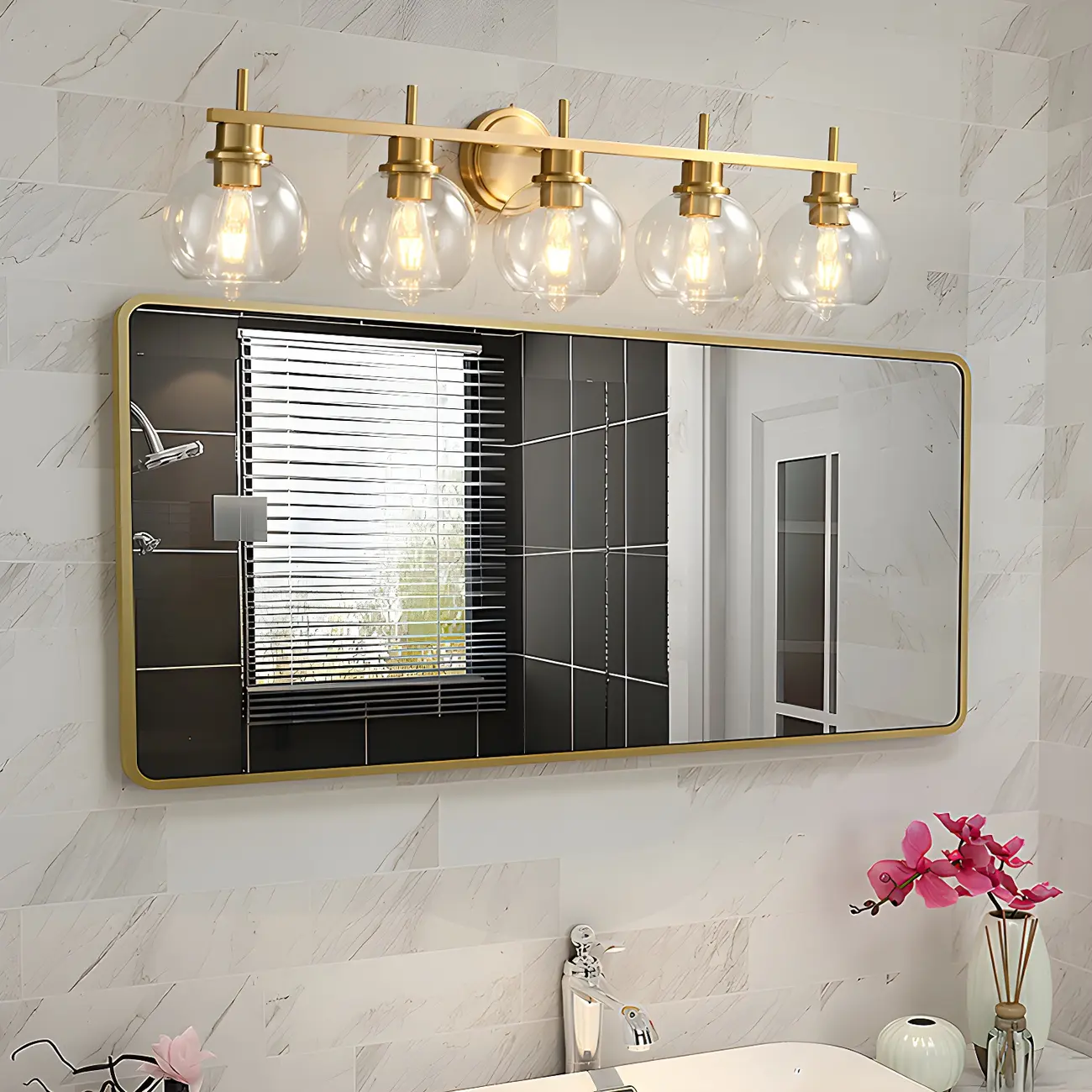 Brass Globe Vanity Light Modern Style for Bathroom Image - 13 | homeyfad