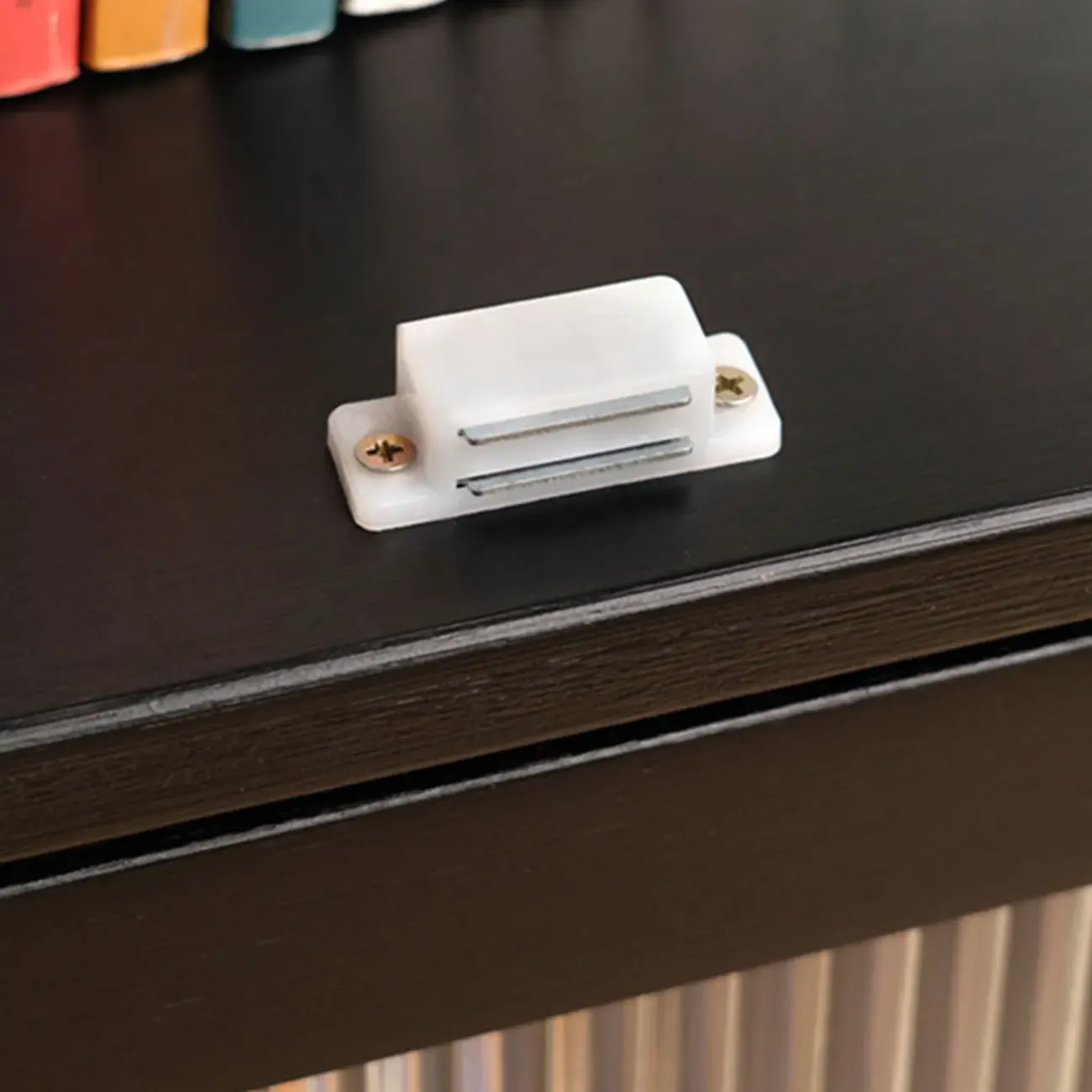 Bamboo Modern Black Vertical Bookcase with Glass Doors Image - 14