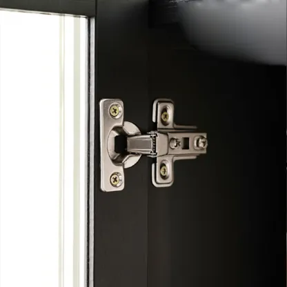 Bamboo Modern Black Vertical Bookcase with Glass Doors Image - 16