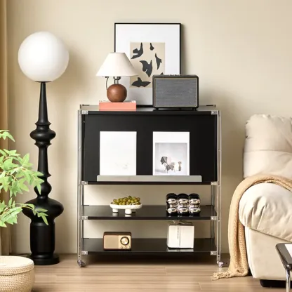 Compact Wood Steel Frame 3-Tier Bookcase in Black Image - 1