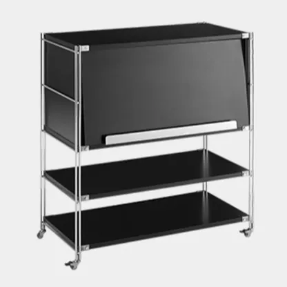 Compact Wood Steel Frame 3-Tier Bookcase in Black Image - 8