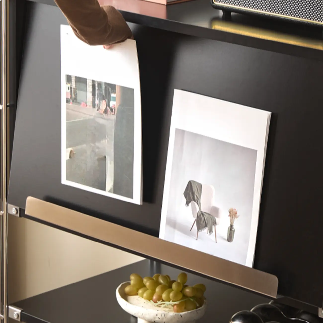 Compact Wood Steel Frame 3-Tier Bookcase in Black Image - 10 | homeyfad