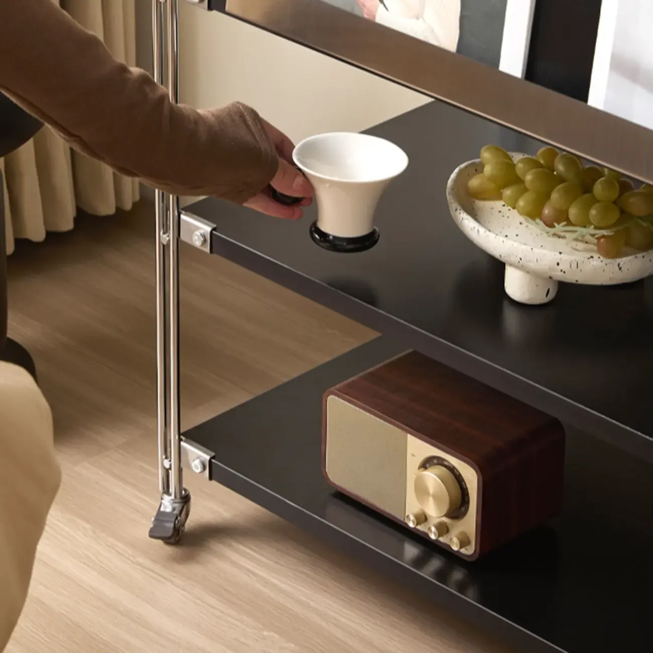 Compact Wood Steel Frame 3-Tier Bookcase in Black Image - 11