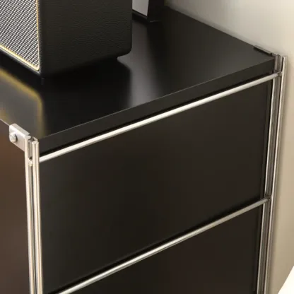 Compact Wood Steel Frame 3-Tier Bookcase in Black Image - 12