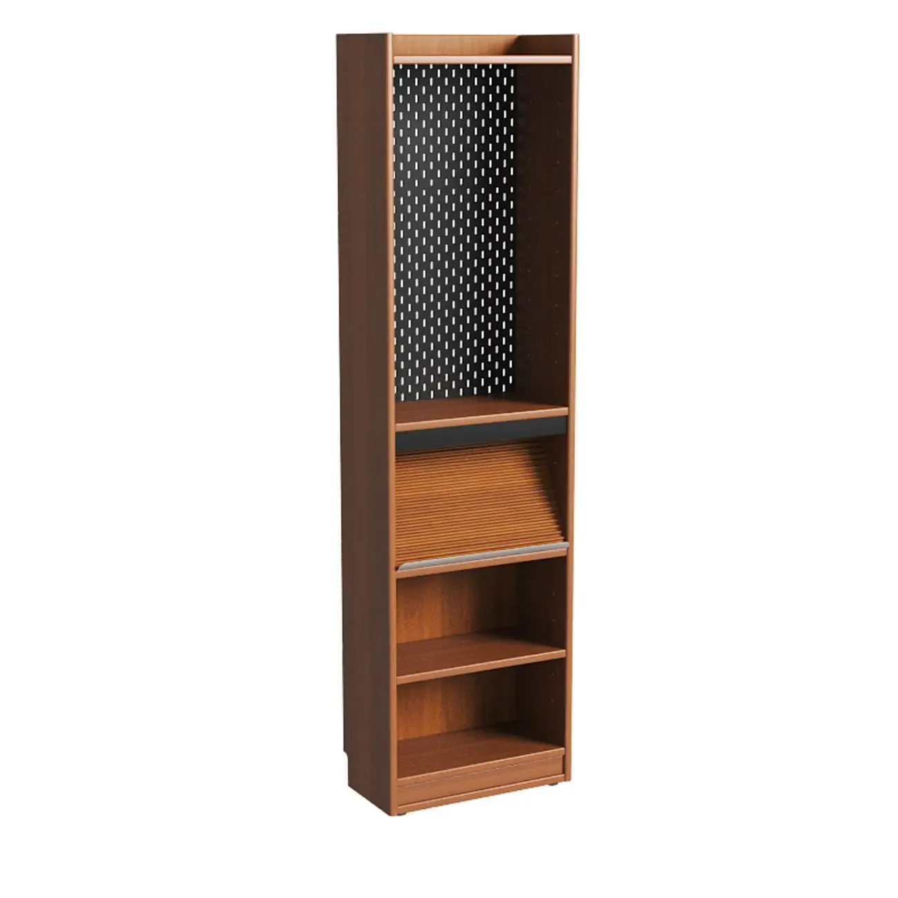 Tall Scandinavian Vertical Walnut Closed Back Wood Bookcase Image - 4