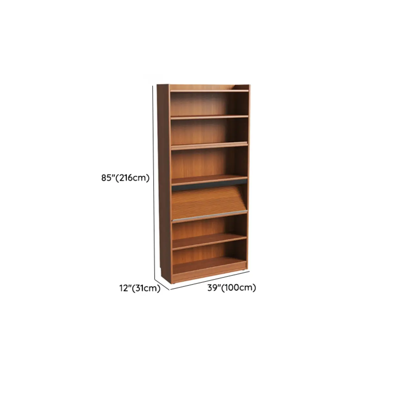 Tall Scandinavian Vertical Walnut Closed Back Wood Bookcase #size | homeyfad