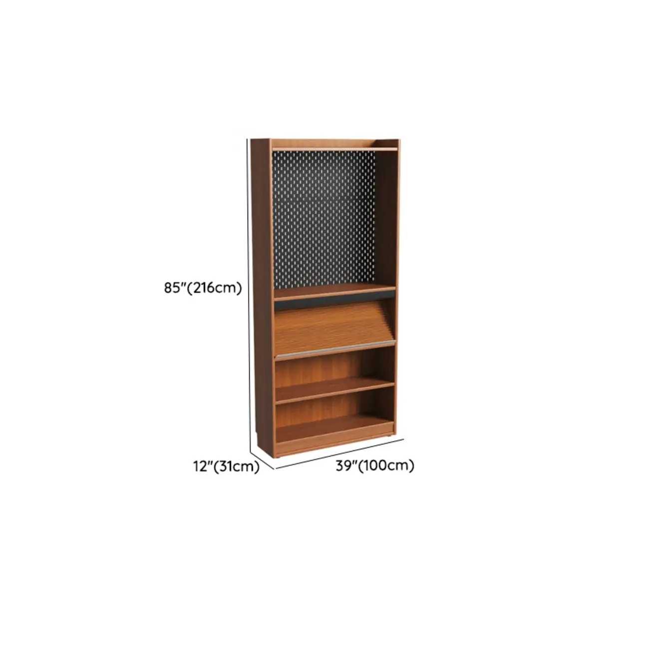Tall Scandinavian Vertical Walnut Closed Back Wood Bookcase Image - 11 | homeyfad
