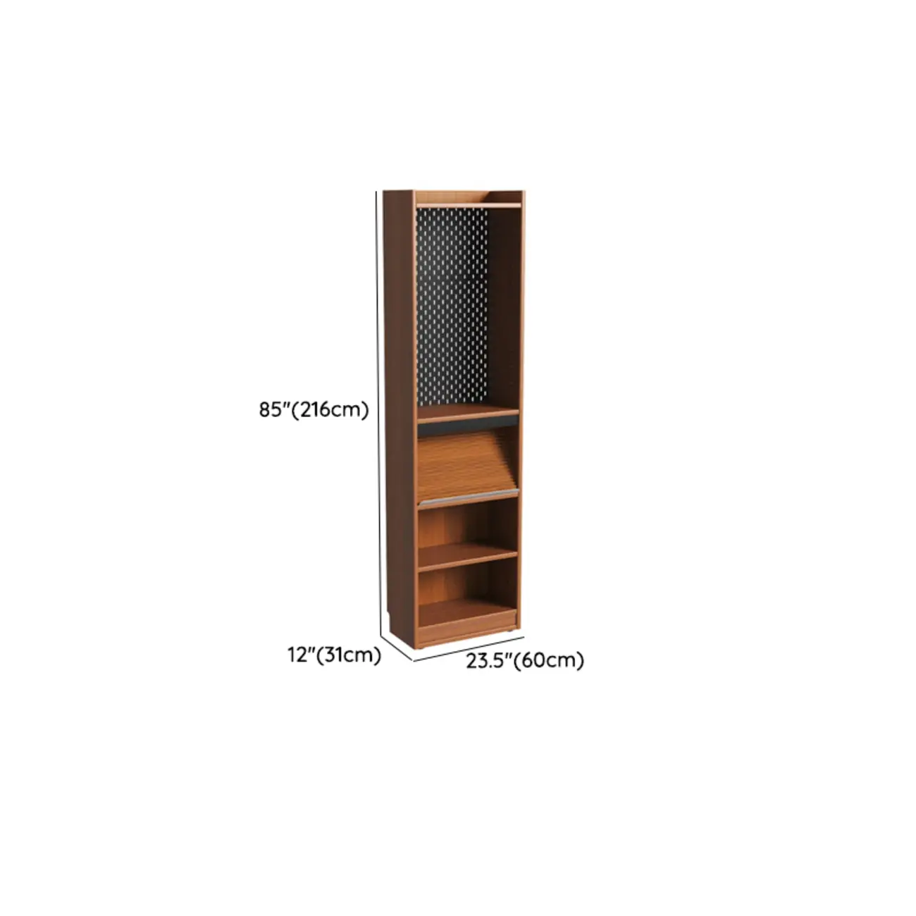 Tall Scandinavian Vertical Walnut Closed Back Wood Bookcase Image - 12 | homeyfad