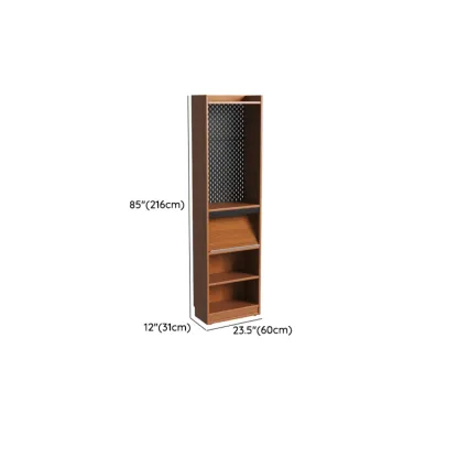 Tall Scandinavian Vertical Walnut Closed Back Wood Bookcase Image - 12