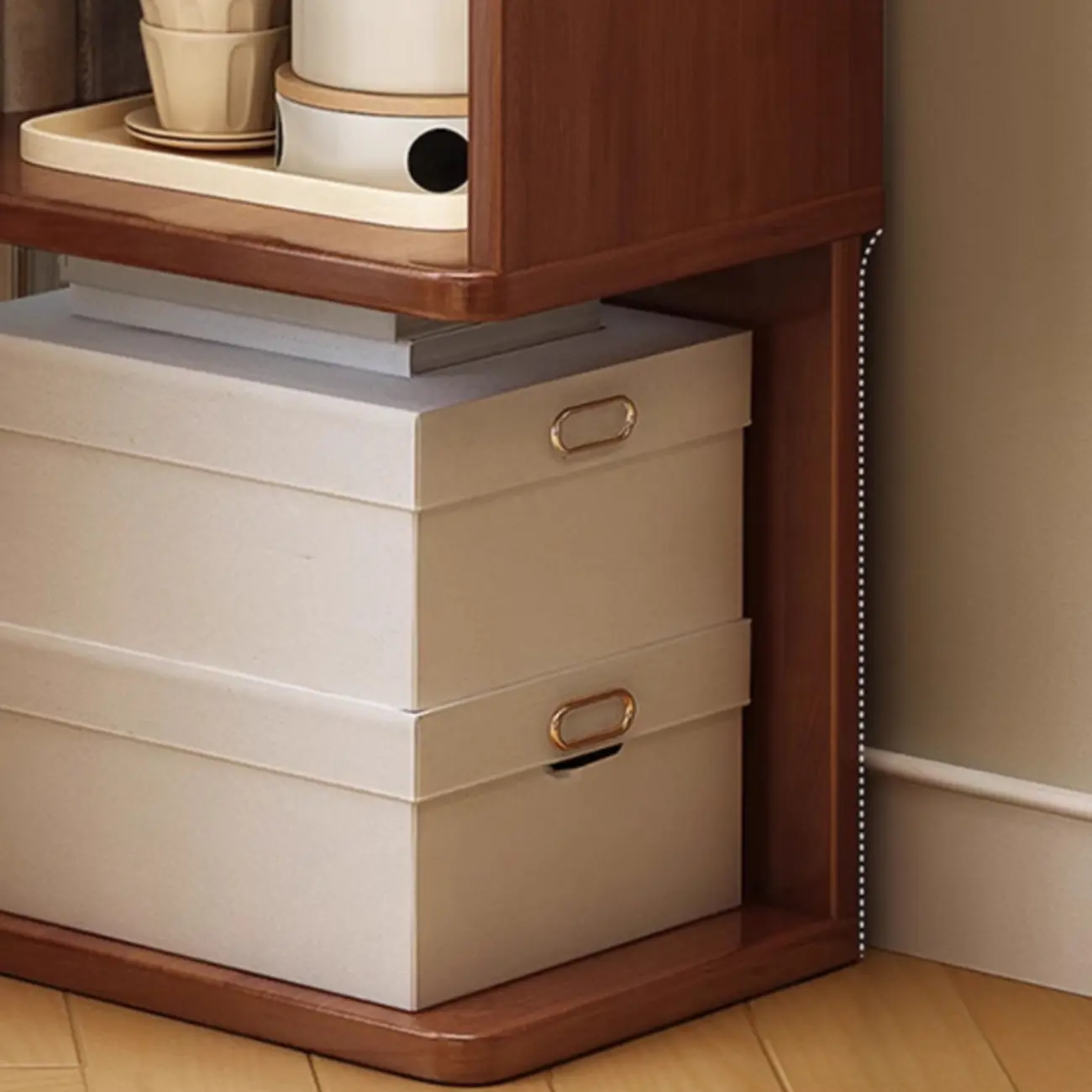 Modern Adjustable Vertical Brown Wood Corner Bookcase Image - 10 | homeyfad