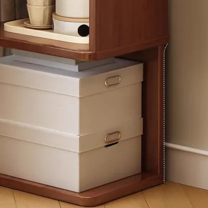 Modern Adjustable Vertical Brown Wood Corner Bookcase Image - 10