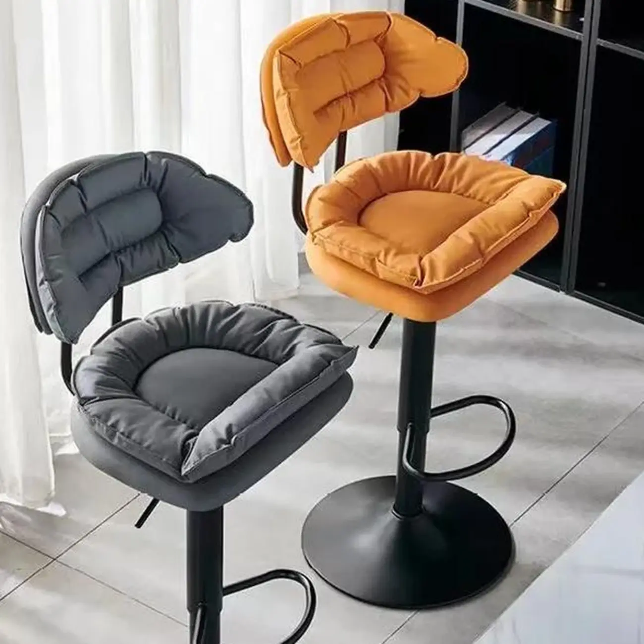 Swivel Faux Leather Adjustable Bar Stools Image - 1 | homeyfad