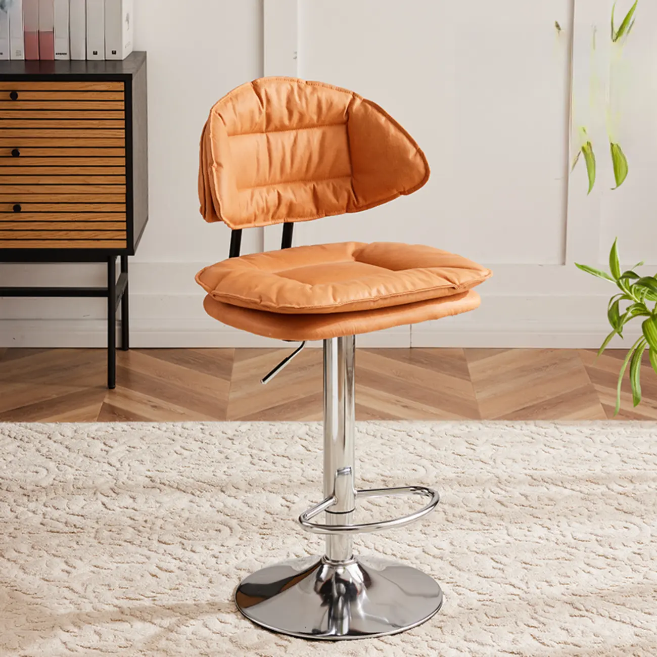 Swivel Faux Leather Adjustable Bar Stools Image - 13 | homeyfad