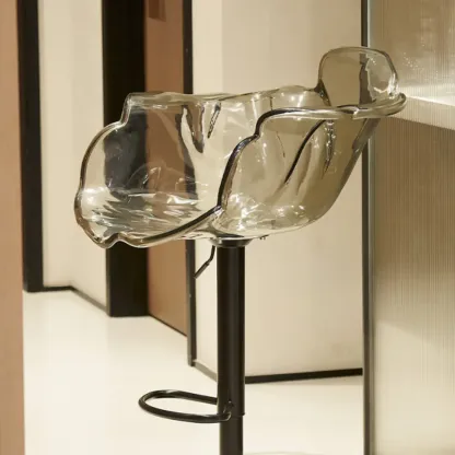 Adjustable Acrylic Flower-Shaped Low Back Swivel Bar Stools Image - 3