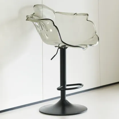 Adjustable Acrylic Flower-Shaped Low Back Swivel Bar Stools Image - 2