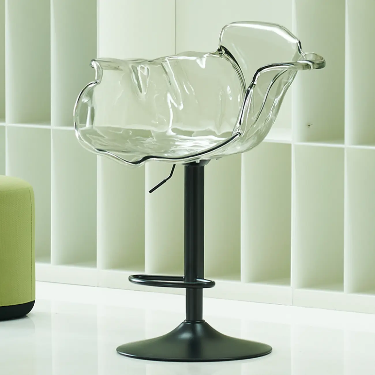 Adjustable Acrylic Flower-Shaped Low Back Swivel Bar Stools Image - 1 | homeyfad