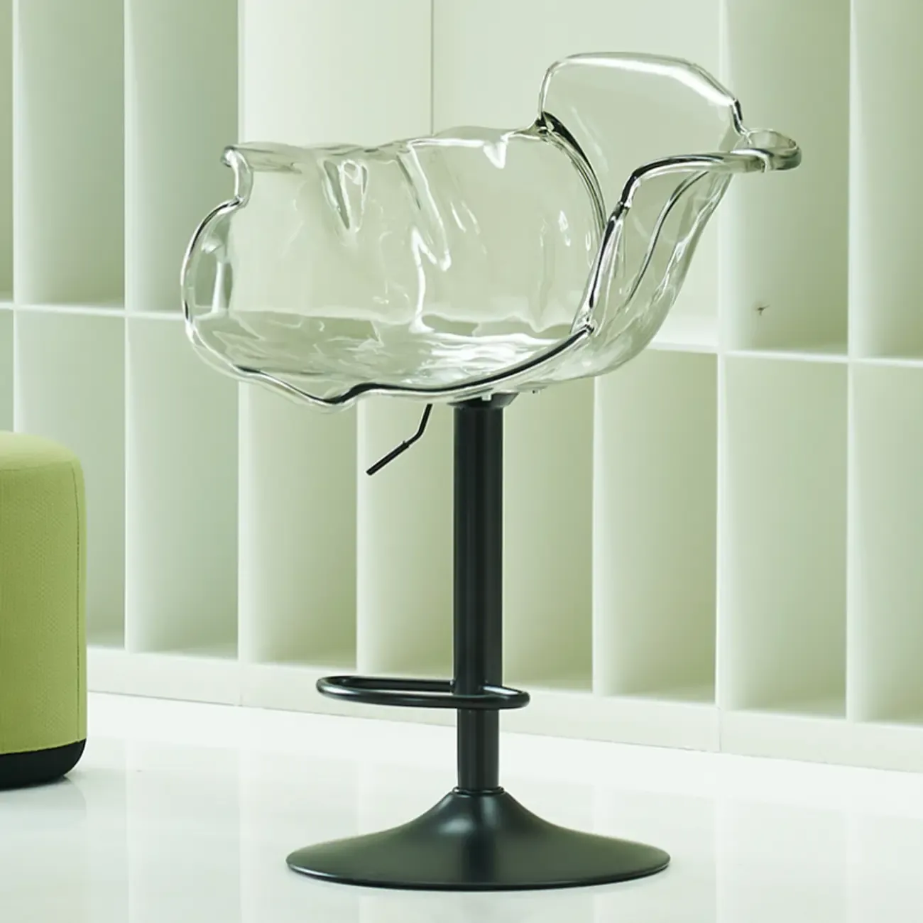 Adjustable Acrylic Flower-Shaped Low Back Swivel Bar Stools Image - 1