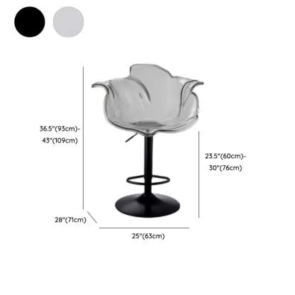 Adjustable Acrylic Flower-Shaped Low Back Swivel Bar Stools #size