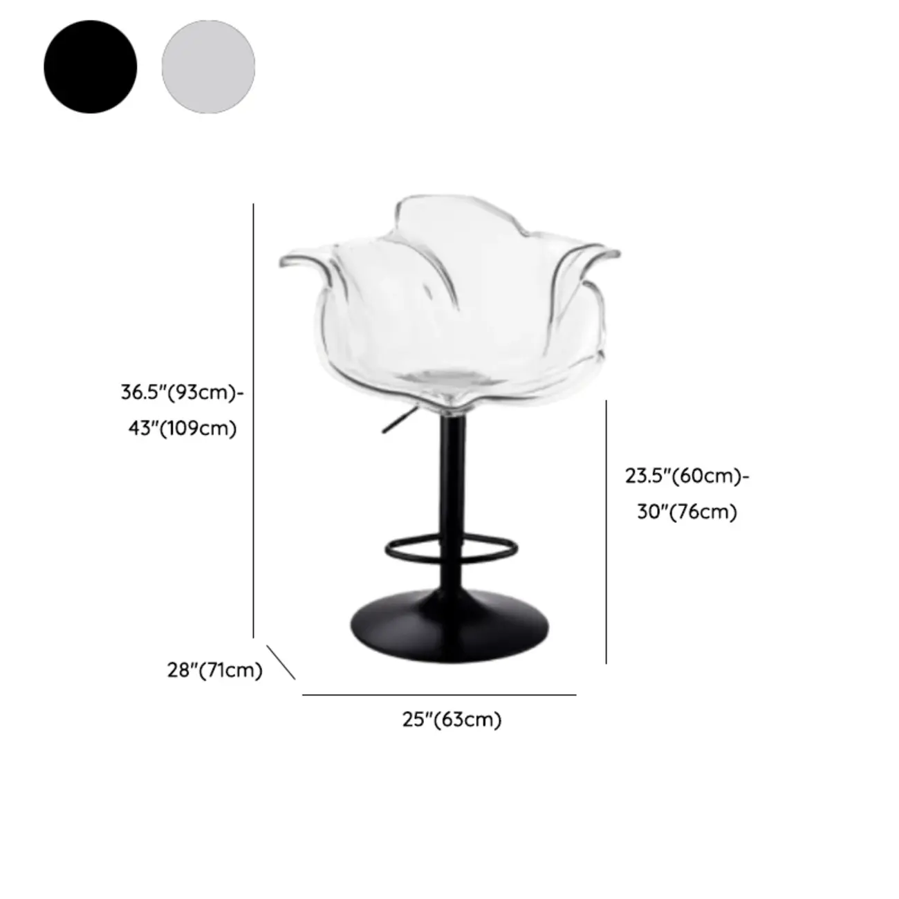 Adjustable Acrylic Flower-Shaped Low Back Swivel Bar Stools Image - 21 | homeyfad