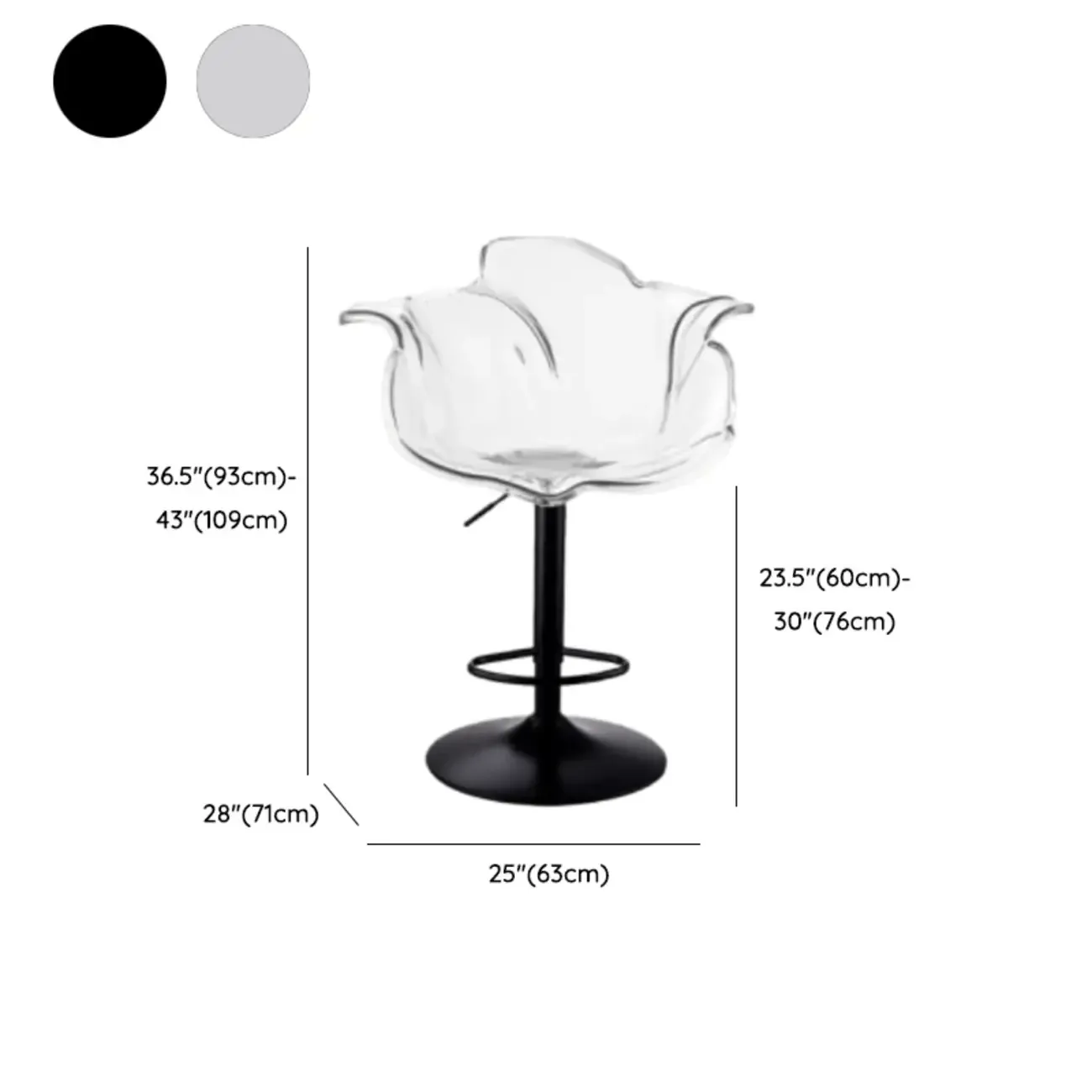 Adjustable Acrylic Flower-Shaped Low Back Swivel Bar Stools Image - 21