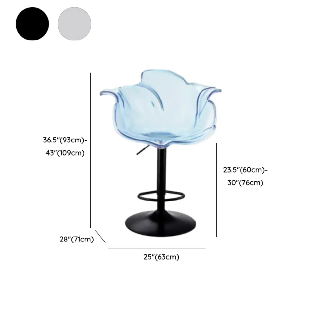 Adjustable Acrylic Flower-Shaped Low Back Swivel Bar Stools Image - 22