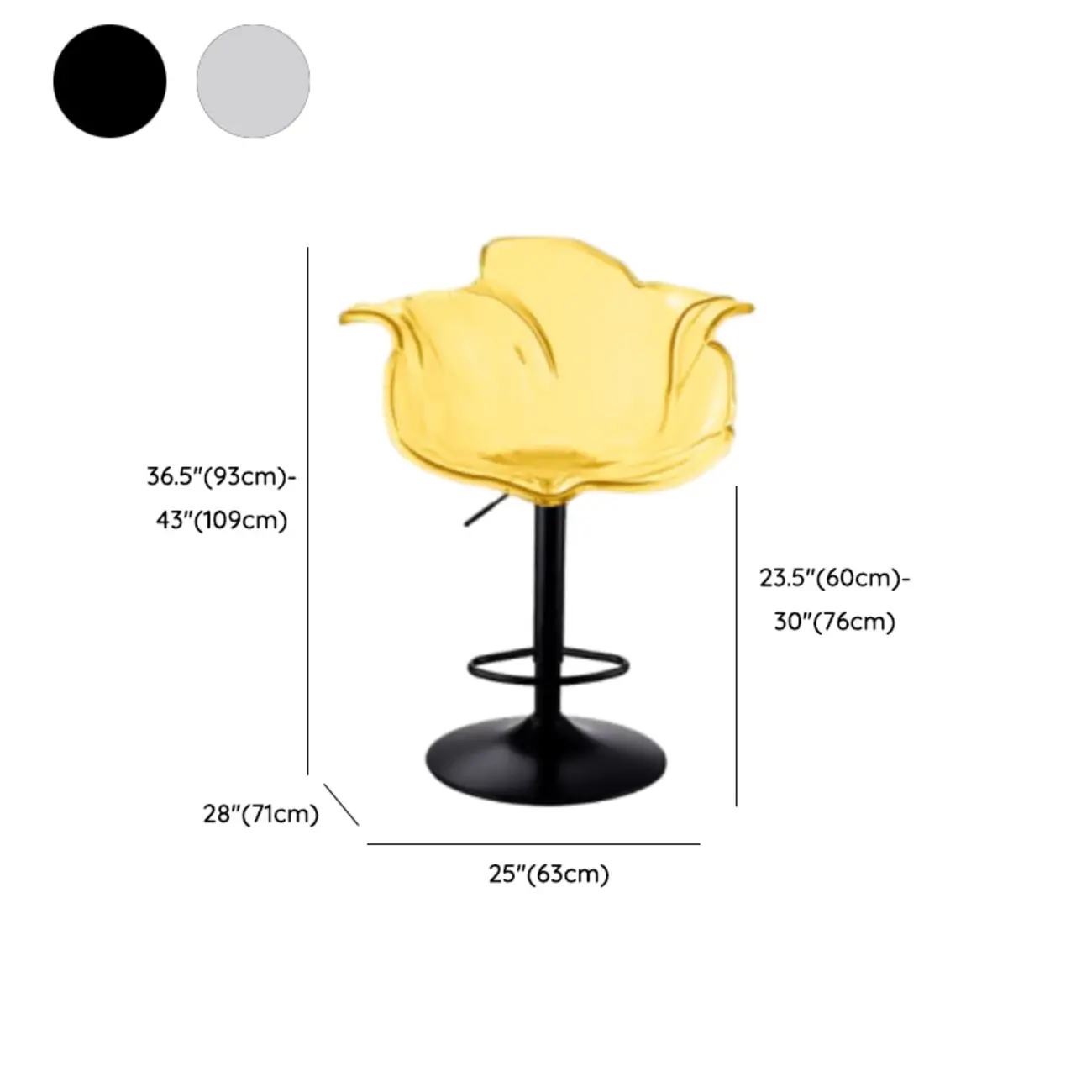 Adjustable Acrylic Flower-Shaped Low Back Swivel Bar Stools Image - 23 | homeyfad