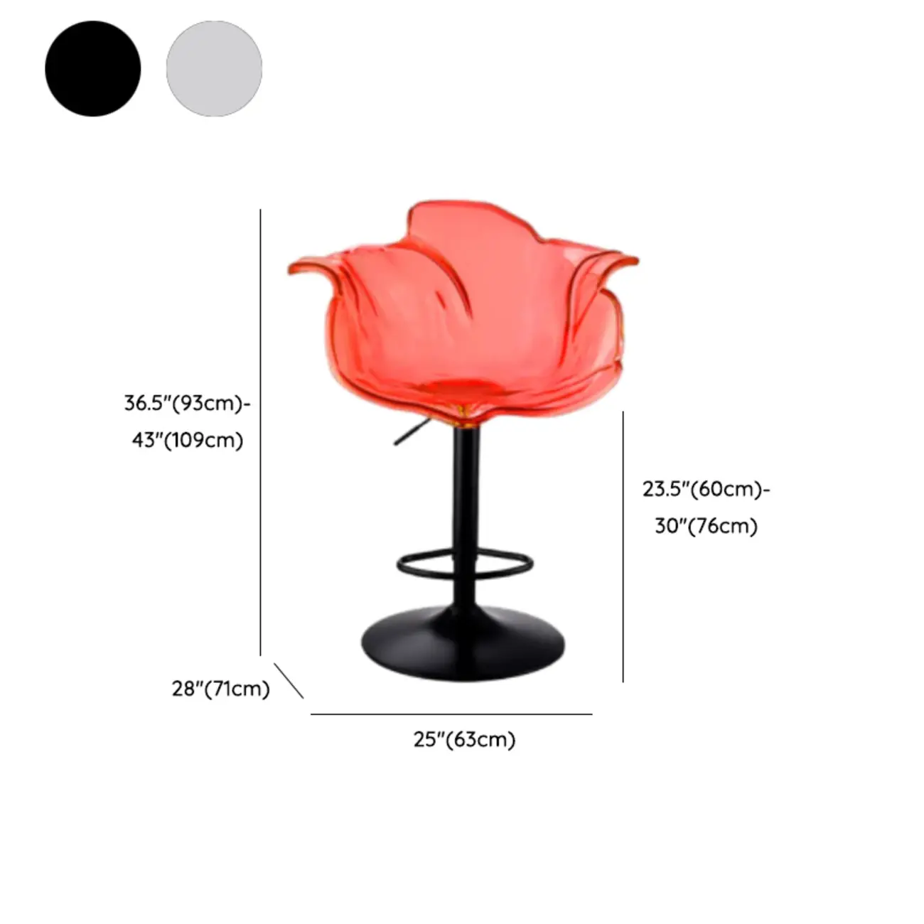 Adjustable Acrylic Flower-Shaped Low Back Swivel Bar Stools Image - 24 | homeyfad