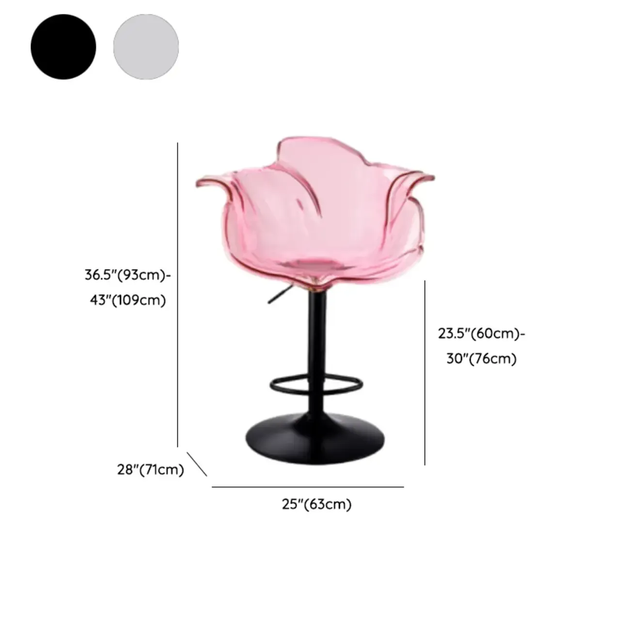 Adjustable Acrylic Flower-Shaped Low Back Swivel Bar Stools Image - 25