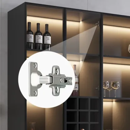 Minimalist Black Wooden Wine Rack Cabinet with Glass Door Image - 8