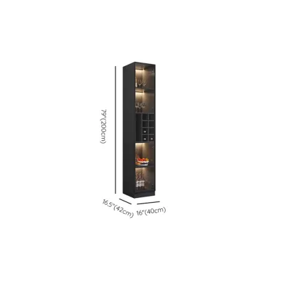 Minimalist Black Wooden Wine Rack Cabinet with Glass Door #size