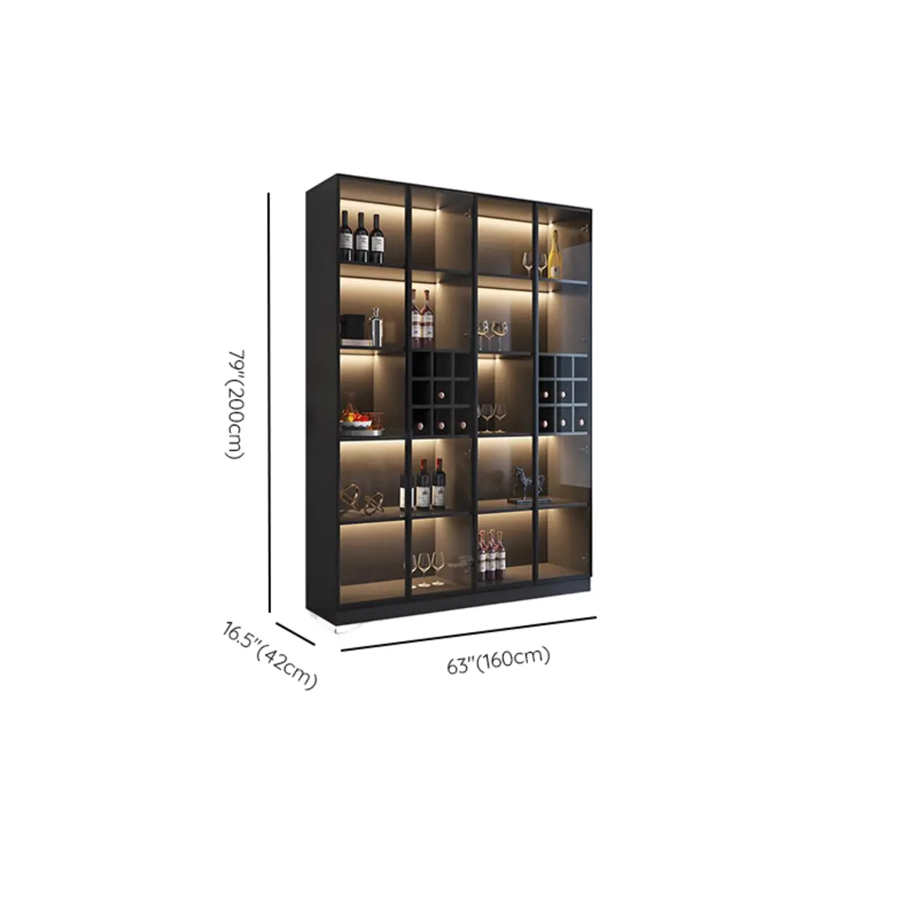 Minimalist Black Wooden Wine Rack Cabinet with Glass Door Image - 19 | homeyfad