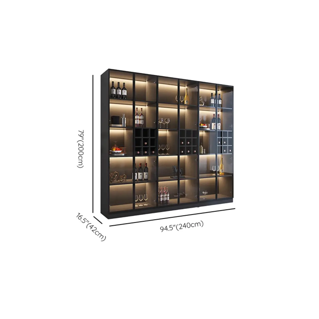 Minimalist Black Wooden Wine Rack Cabinet with Glass Door Image - 20 | homeyfad
