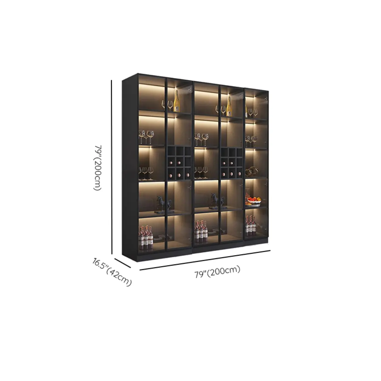 Minimalist Black Wooden Wine Rack Cabinet with Glass Door Image - 21 | homeyfad
