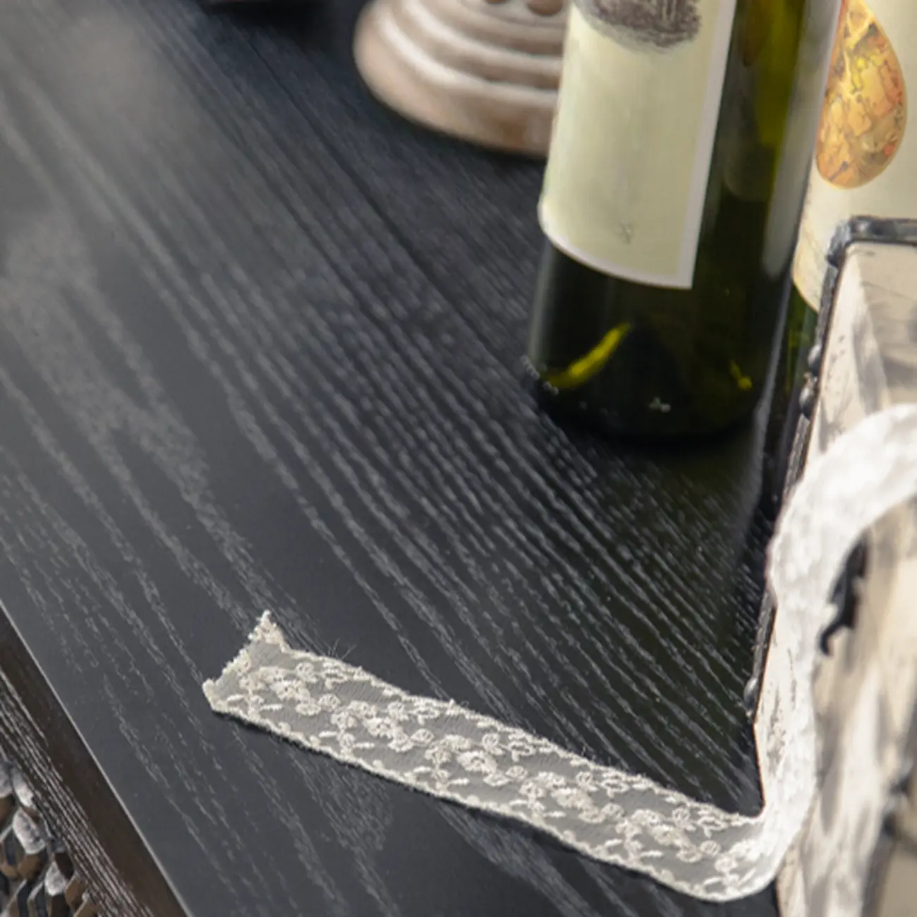 Artistic Pattern Wood Black Cabinet Sideboard in 3-Shelf Image - 11 | homeyfad