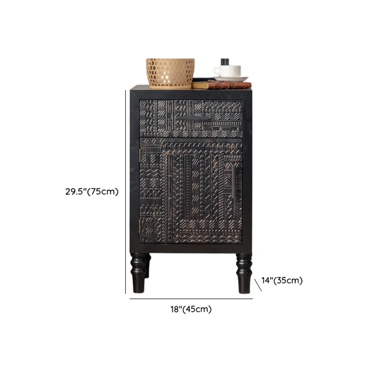 Artistic Pattern Wood Black Cabinet Sideboard in 3-Shelf Image - 14 | homeyfad