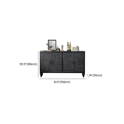 Artistic Pattern Wood Black Cabinet Sideboard in 3-Shelf Image - 16