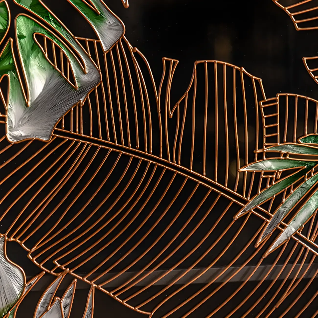 Plant Pattern Glass Door Storage Sideboard with Gold Legs Image - 9