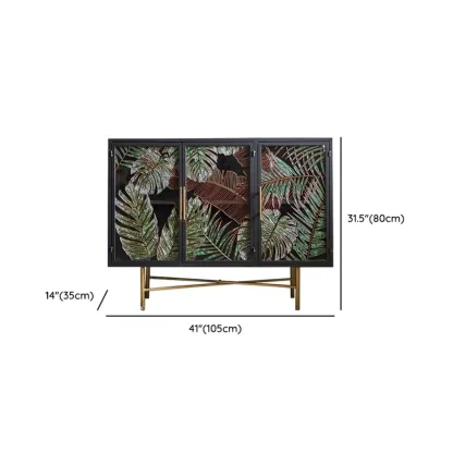Plant Pattern Glass Door Storage Sideboard with Gold Legs #size