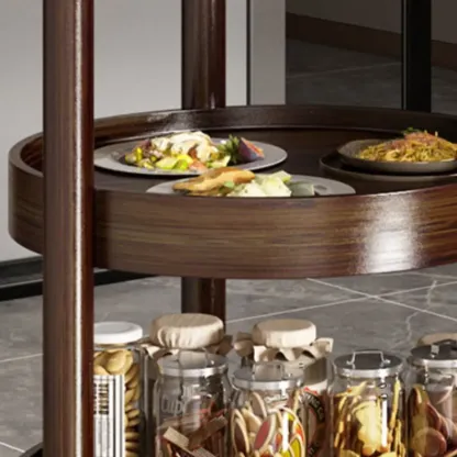 3-Tier Wheeled Tray Top Moso Bamboo Brown Side Table Image - 10