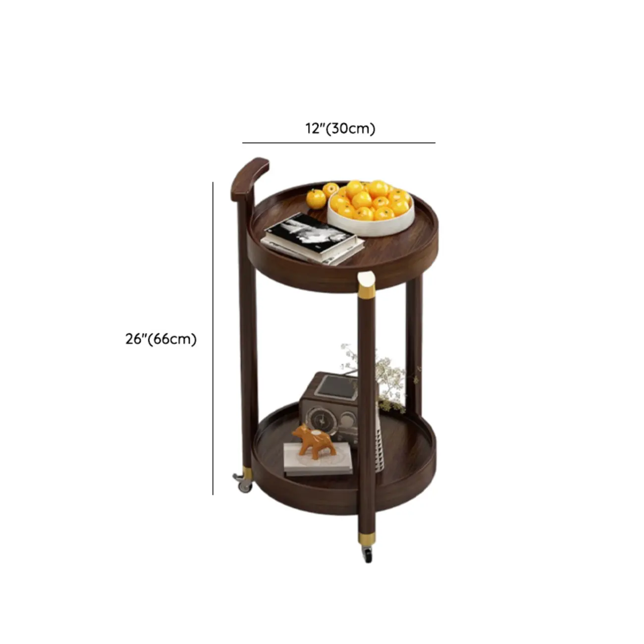 3-Tier Wheeled Tray Top Moso Bamboo Brown Side Table Image - 16 | homeyfad