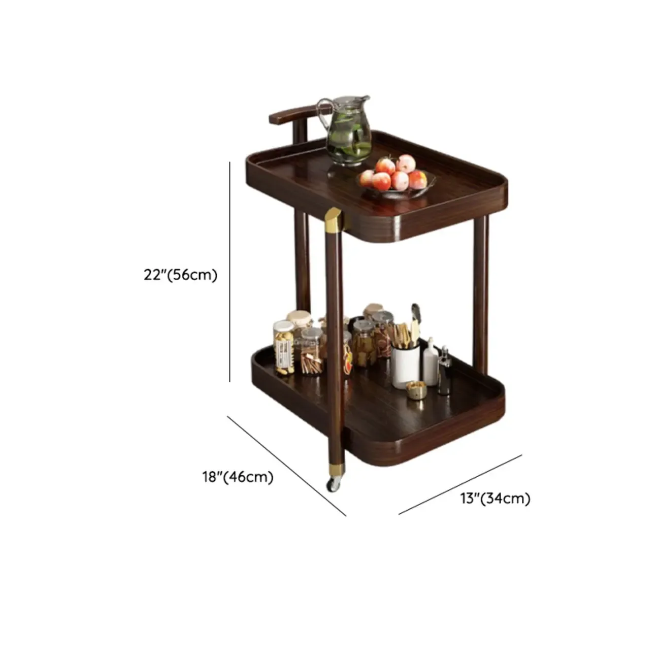 3-Tier Wheeled Tray Top Moso Bamboo Brown Side Table Image - 22