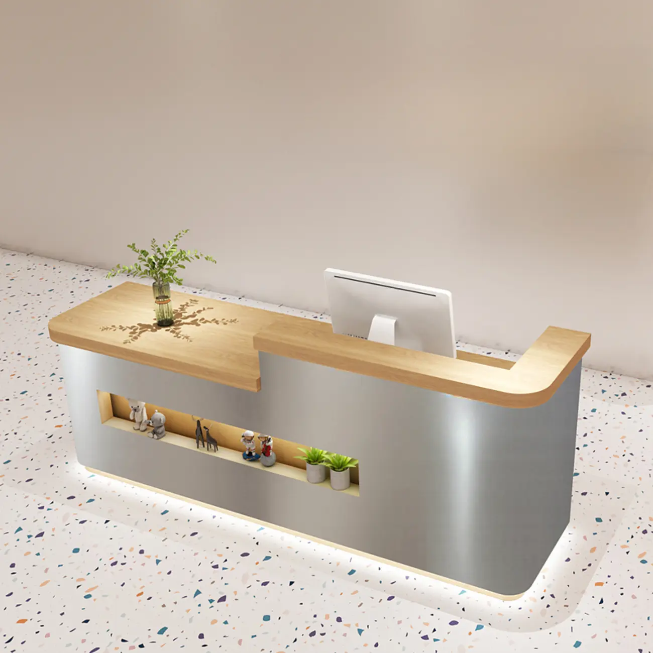 Modern Wood Reception Front Desk Image - 1 | homeyfad