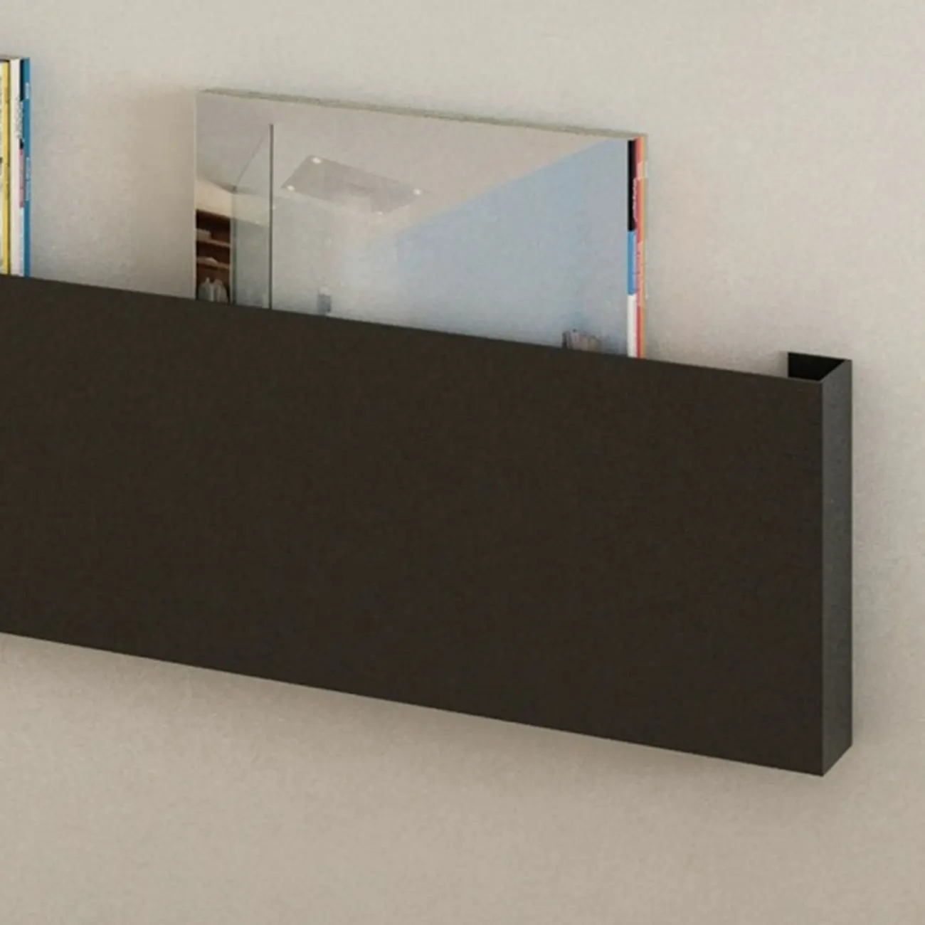 Modern Black Wall-Mounted Metal Floating Bookcase Image - 5 | homeyfad
