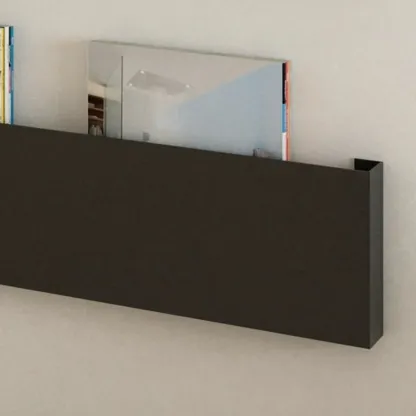 Modern Black Wall-Mounted Metal Floating Bookcase Image - 5