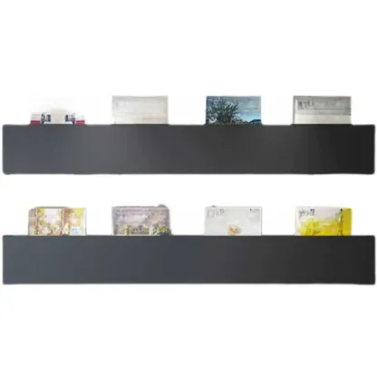 Modern Black Wall-Mounted Metal Floating Bookcase Image - 6