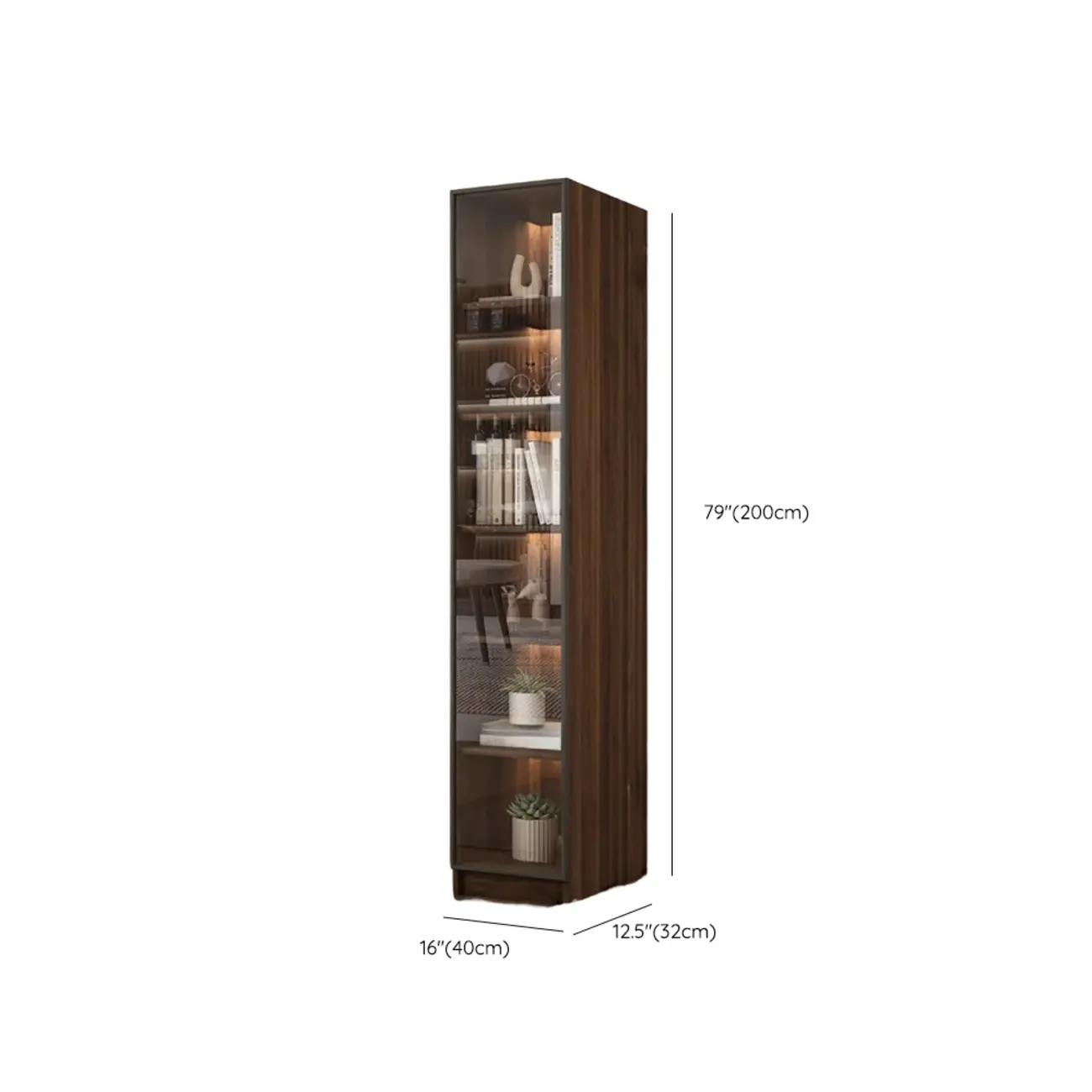 Large Modern Brown Cocoa Wood Bookcase with Glass Doors Image - 19 | homeyfad