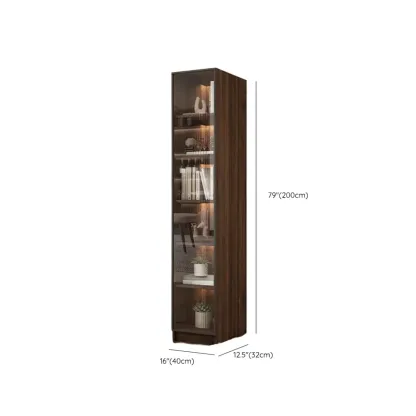 Large Modern Brown Cocoa Wood Bookcase with Glass Doors Image - 19